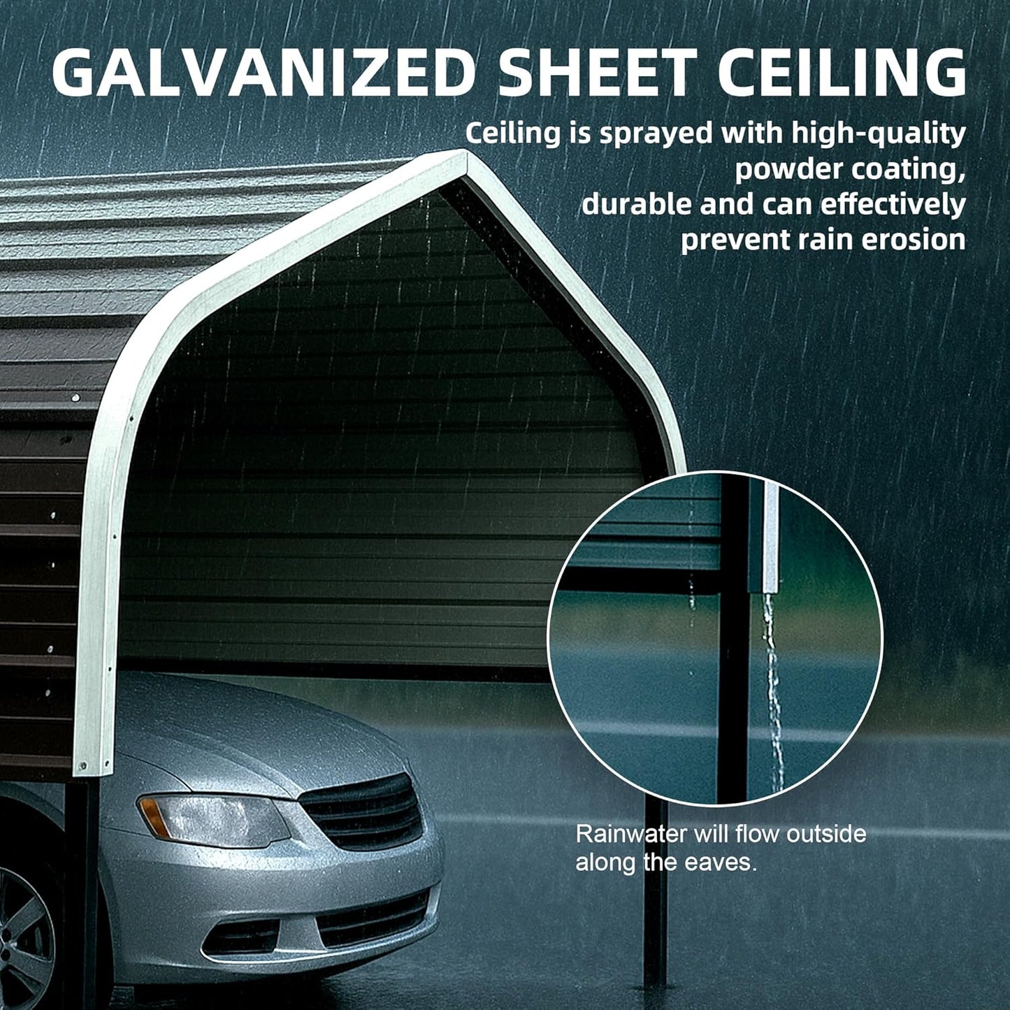 12x20 Metal Carport with Base Fixings Heavy Duty Garage Outdoor Chrome Plated Frame and Sheet Metal Construction Suitable for Boats, Cars, Tractors and Agricultural Equipment, Light Gray