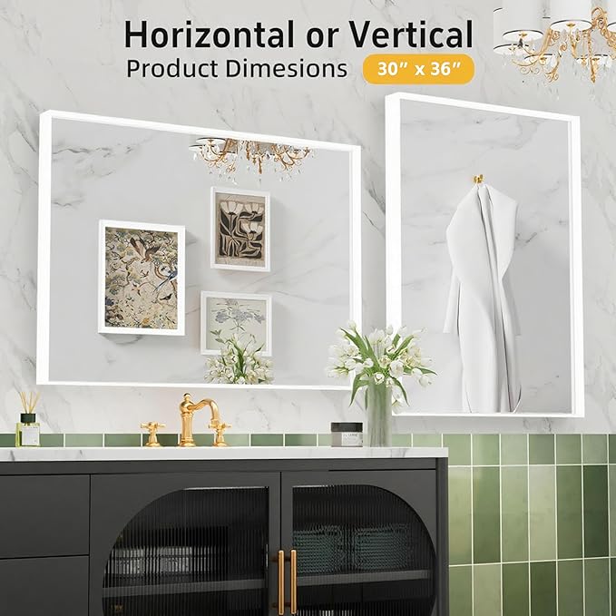 36x30 Inch White Bathroom Mirrors - Image 4