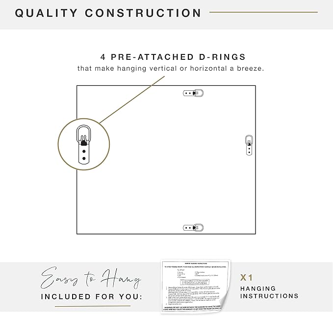 MCS Ezra 34.66x44.66 Large Wall Mirror, Vertical & Horizontal Wall Hanging - Image 4