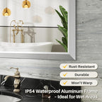 36x30 Inch Brushed Silver Bathroom Mirror - Image 3