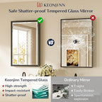 Keonjinn 42" x 36" Black Bathroom Vanity Mirror, Brushed Black Metal Framed - Image 6