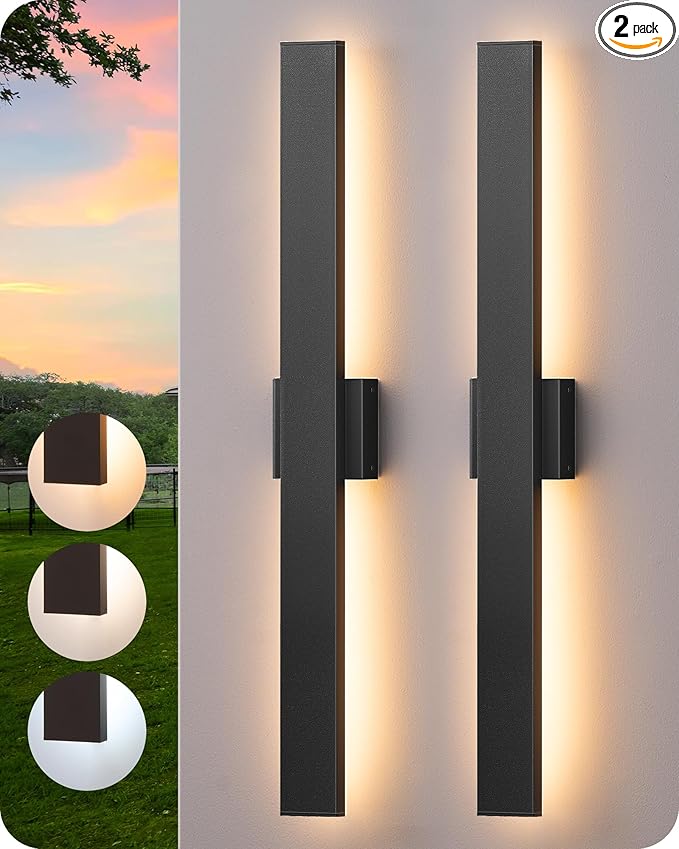 EDISHINE 31.5" LED Outdoor Wall Lights, 3CCT & 10%-100% Dimmable, IP65 by EDISHINE