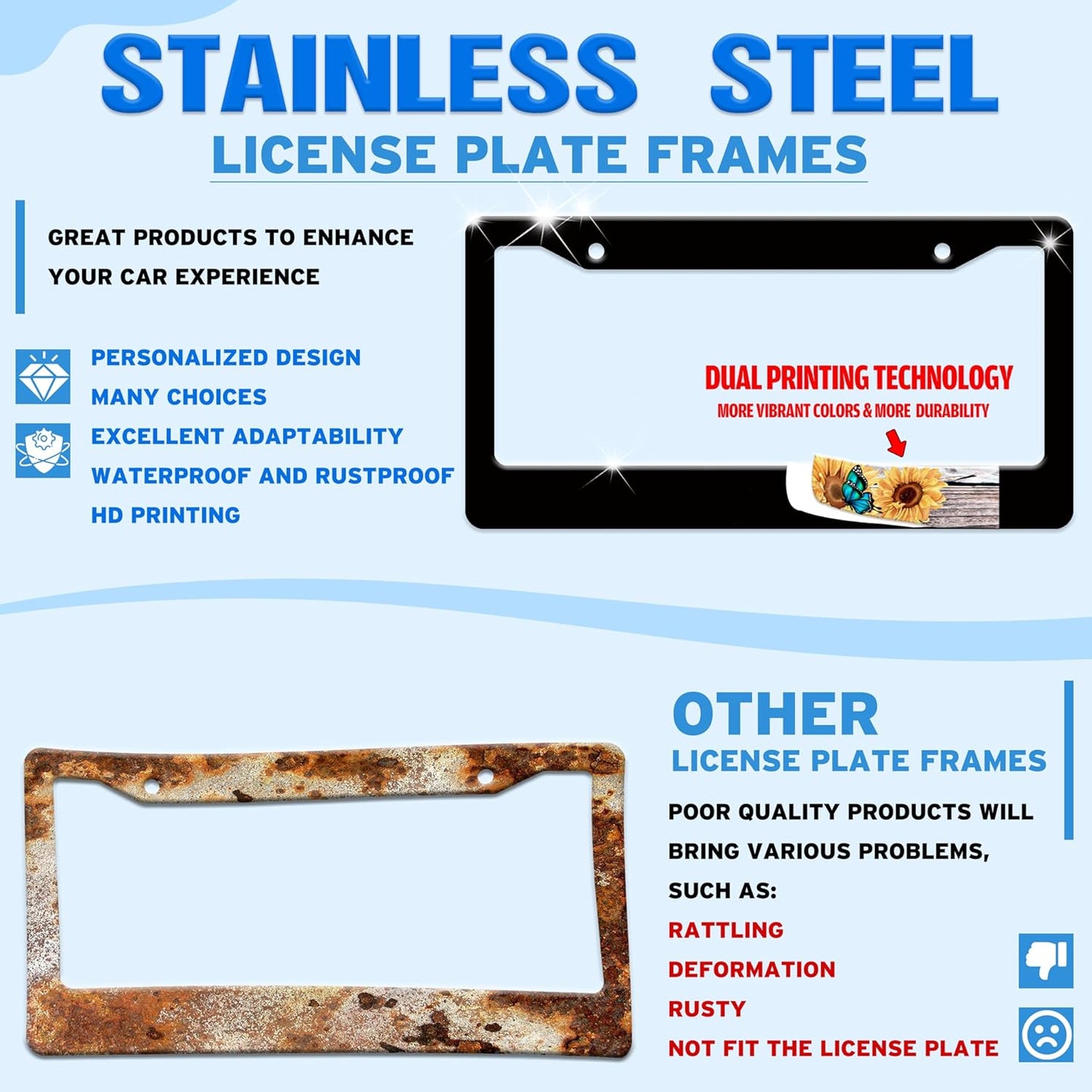 I Hope Something Good Happens to You Today License Plate Frame Funny License Plate Holder for Front or Rear Car Tags Durable Stainless Steel Car Decoration with Screws 6.3 X 12.2 Inch for Men Women