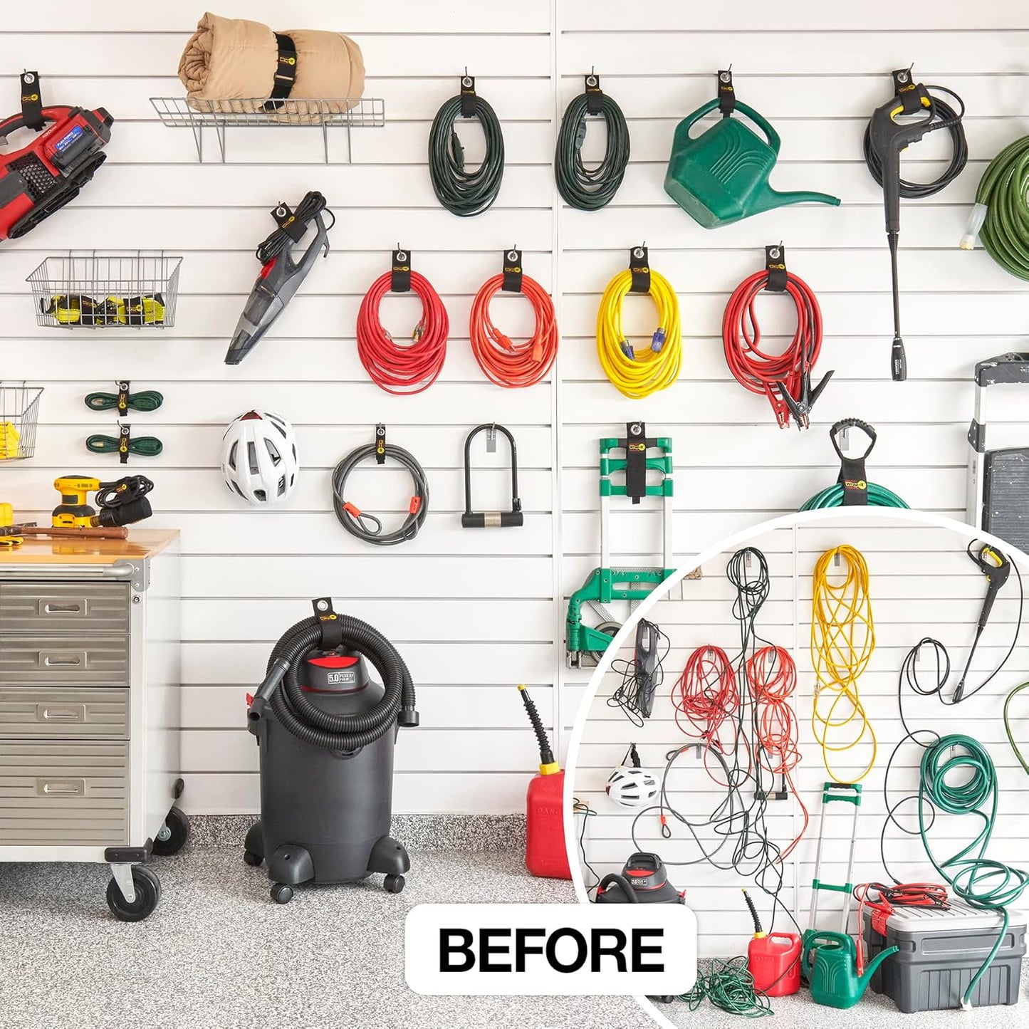 Heavy-Duty Wrap-It Storage Straps - Assorted 9-Pack - Extension Cord Hanger Cord Straps for Garage Storage and Organization