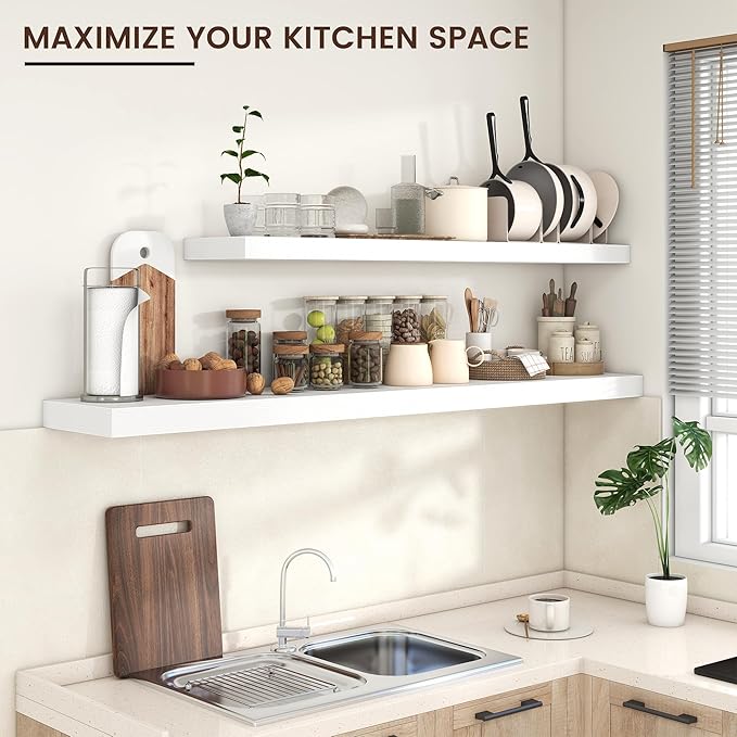 Venusmiles Floating Shelves for Wall 71 inch Long, Engineered Wood Large Wall - Image 5
