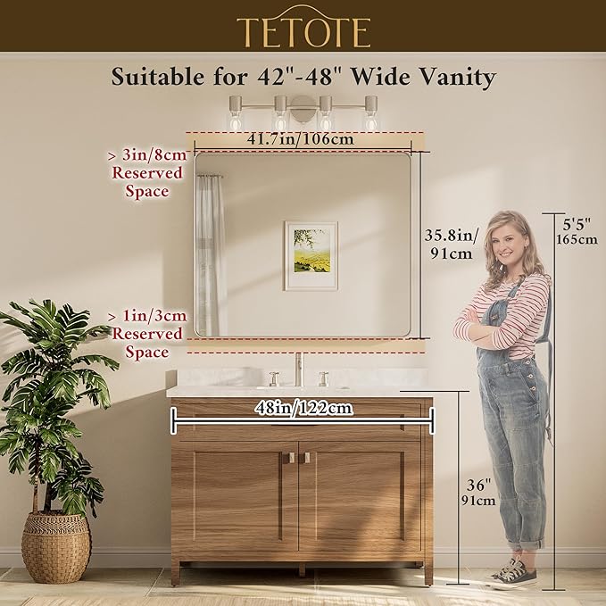 TETOTE 42 x 36 Inch Gold Mirror - Image 8
