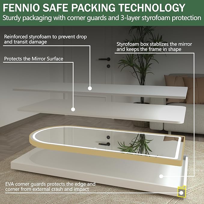 FENNIO Full Length Mirror with Lights, Free Standing Lighted Floor Mirror - Image 9