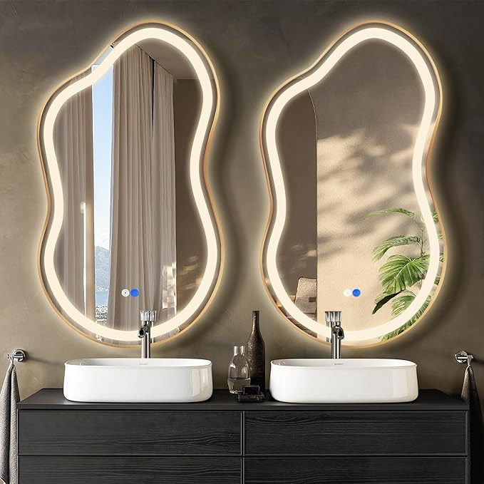 Dorlicecass Irregular Led Bathroom Mirror- Gold 20"x36" Single Piece Vanity by Dorlicecass
