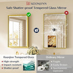 Keonjinn Gold Bathroom Mirror 40" x 30", Tempered Glass - Image 6
