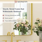 Keonjinn Gold Mirrors for Wall, 60” x 36” Large Brushed Brass Bathroom Mirrors - Image 9