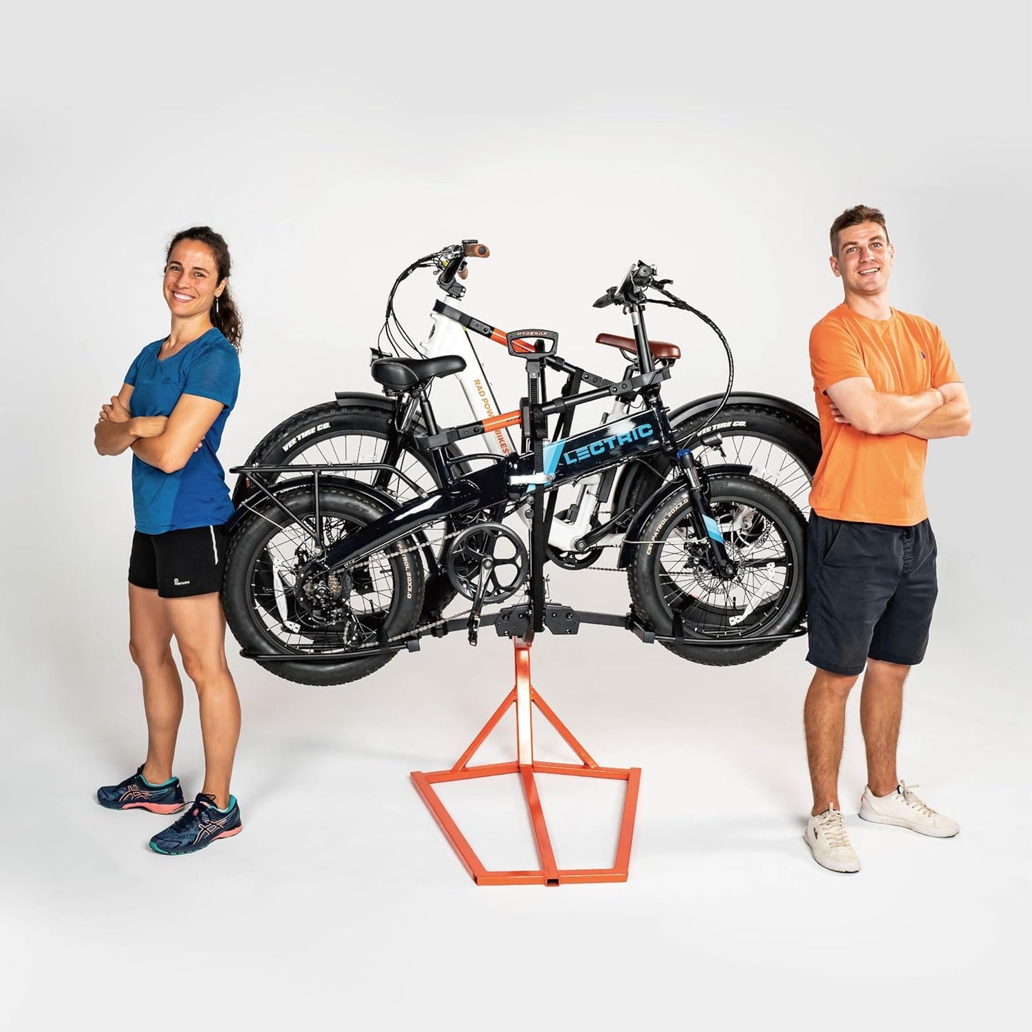 HYPERAX Volt 2_1.25" -E Bike Hitch Mounted Platform Style 2 Bikes Carrier for Car, SUV, Trucks, Sedan, Tilting e-Bike Rack for Hitch Fits Up to 2 X 70 lbs Bike with Up to 5" TIRE - NO RV USE!