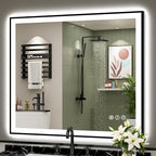 40x38 Black Framed LED Bathroom Mirror by Awandee