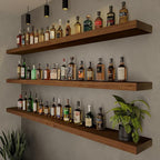 ROGMARS 72 Inches Long Walnut Floating Shelves, Rustic Solid Wood Farmhouse - Image 3