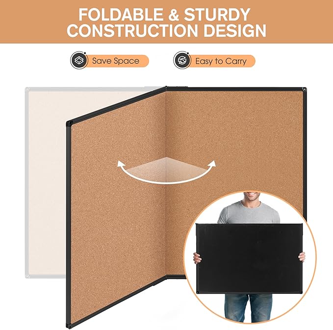 Extra Large Cork Bulletin Board 72" X 48", Foldable Notice Pin Board - Image 4