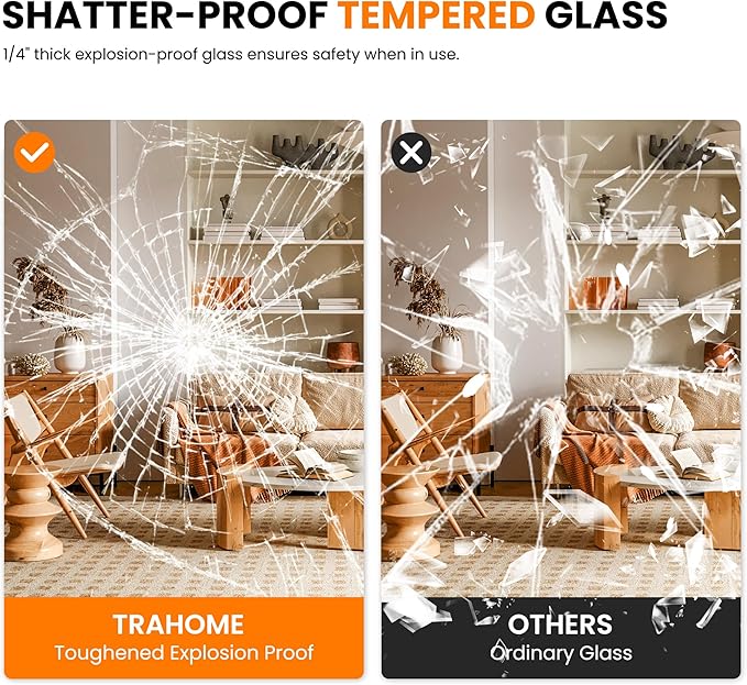 TRAHOME Bathroom Vanity Mirror for Wall, HD Shatterproof Glass, Hangs - Image 7