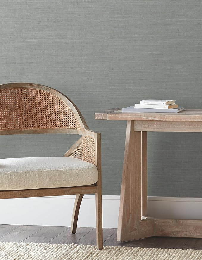 York Wallcoverings Natural Sisal Slate Peel and Stick Grasscloth Wallpaper - Image 3