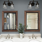 YOSHOOT Rustic Wooden Framed Wall Mirror, Natural Wood and Iron Bathroom Vanity - Image 3