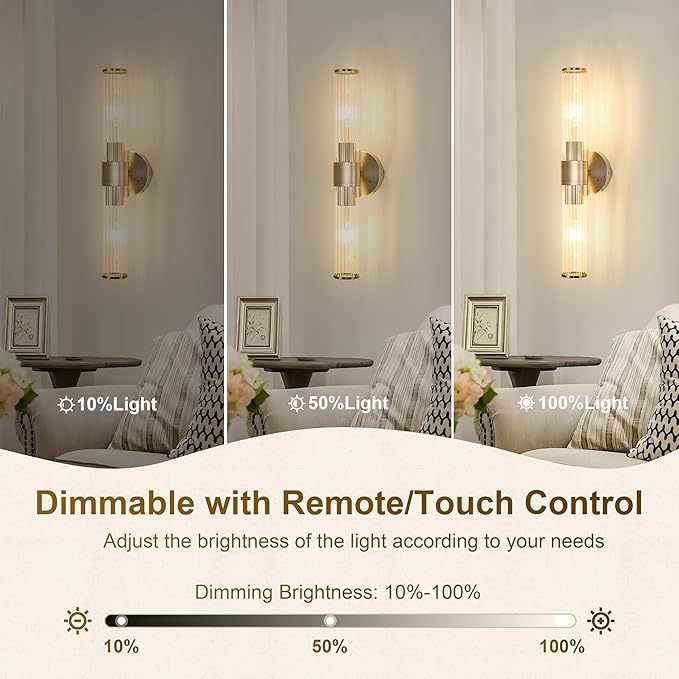 Morauroral Sand Nickel Battery Operated Wall Sconces Set of Two, Rechargeable - Image 2