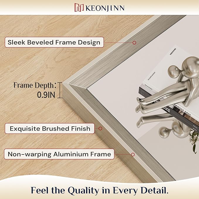 Keonjinn 55 x 30 Inch Brushed Nickel Bathroom Mirrors - Image 2