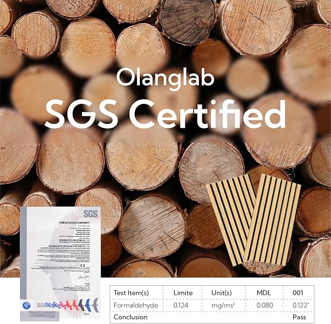 Olanglab Wood Slat Wall Panels 4 Pack, Acoustic Wall Panels, 47.24'' x 23.62" - Image 3