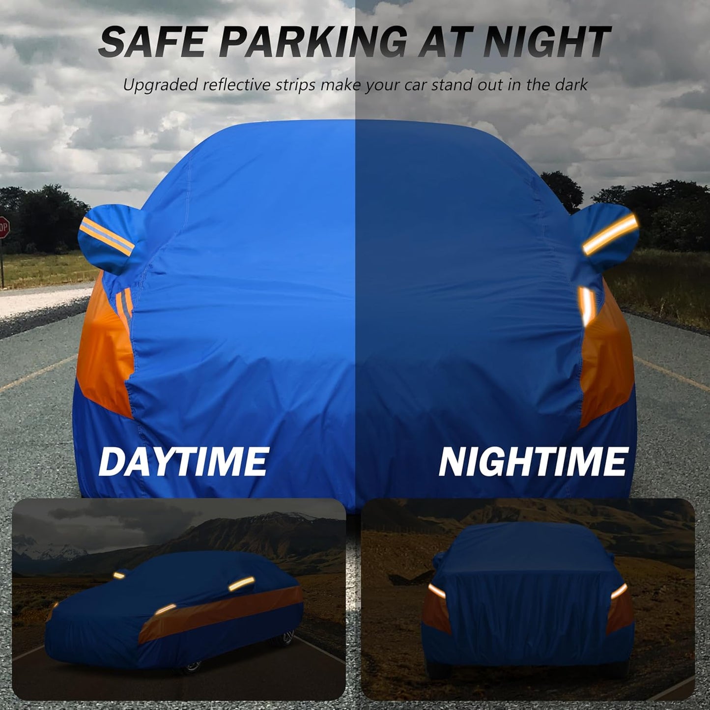 Heavy Duty Outdoor Car Cover Windproof All Weather Waterproof Sun Rain UV Dust Snow Protection Outdoor,Fit Toyota,Camry,Tesla Model 3,Honda Accord,Nissan Altima,Kia K5 etc.Size A4