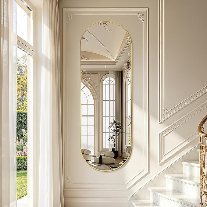 Oval Full Length Mirror, Ultra-Clear Explosion-Proof Dressing Mirror, Simple & by TheiaMo