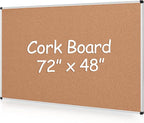 Extra Large Cork Bulletin Board 72" X 48", Wall Mounted Notice Pin Board by Justdowhatyouwanttodo