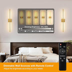 Morauroral 40″ Gold Battery Operated Wall Sconces Set of Two, Dimmable Wall - Image 3