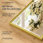 Keonjinn 55" x 30" Gold Bathroom Mirror, Brushed Gold Metal Framed Mirrors - Image 3