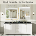40x30 Inch White Bathroom Mirror - Image 6
