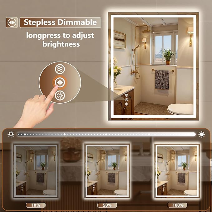 40x36 Inch LED Lighted Bathroom Mirror - Image 3