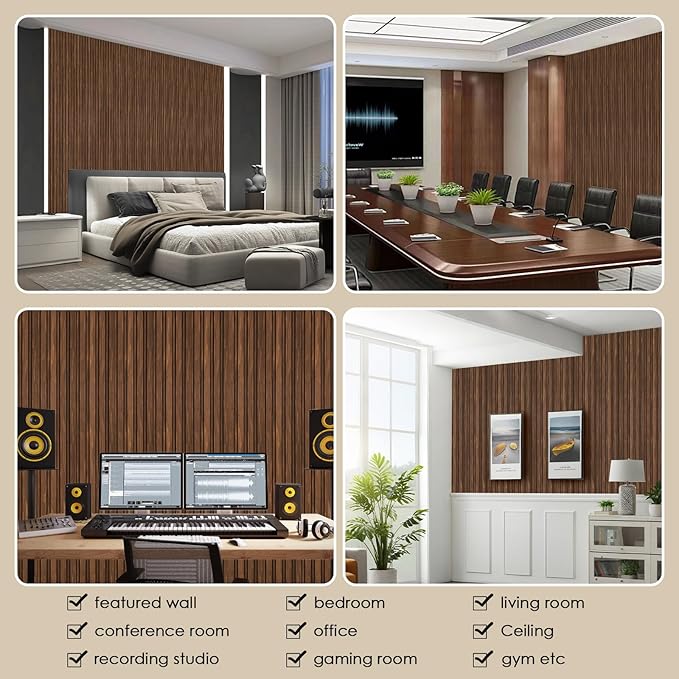 16-Pack 3D Slat Wall Panels, Easy-Install Soundproof Faux Wood Wall Panels - Image 6