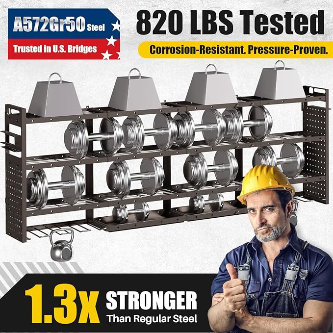 XLarge 64''W Power Tool Organizer Wall Mount | 8-Outlet TR Charging Station | - Image 3