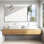 KOCUUY Silver Bathroom Mirror, HD Tempered Glass, Anti-Rust Brushed Silver Frame - Image 2