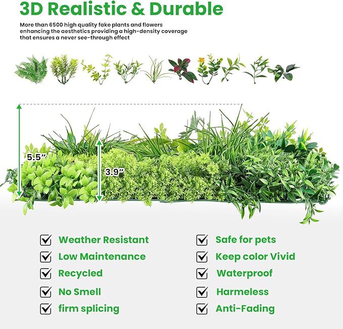 Artificial Grass Wall Roll 40"x120", 3D Green Grass Wall - Image 9