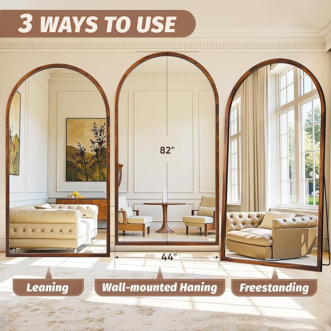 Full Length Mirror 82"×44" Floor Mirror Standing Tall Mirror, Arched Stand up - Image 7