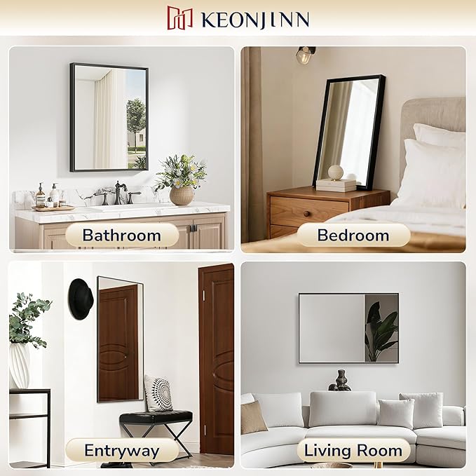Keonjinn 72 x 36 Inch Black Bathroom Mirrors - Image 6