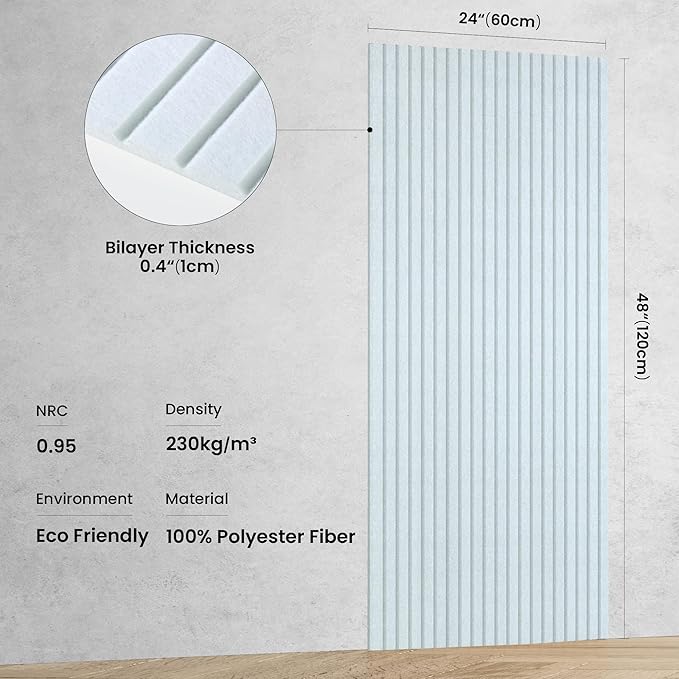 10 Pack Large Acoustic Panels, 47.2 x 23.6 x 0.35 Inch Sound Proof Foam Panels - Image 2