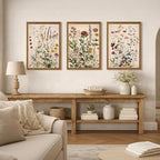 WRFON Botanical and Flower Canvas Wall Art, Framed Wildflower Wall Art Set of 3 - Image 2