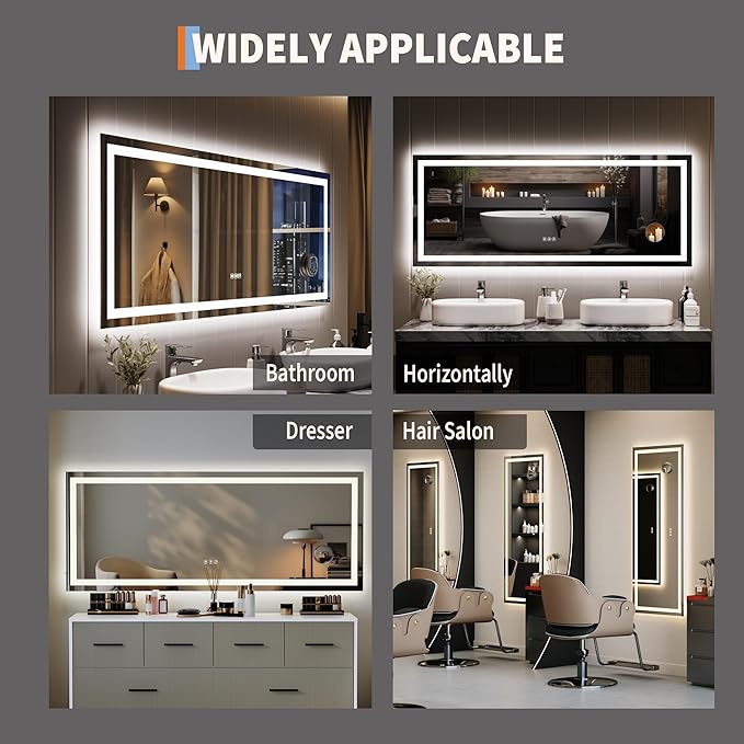 GarveeHome 60x24 LED Bathroom Mirror - Image 8