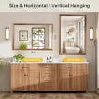 48x32 Inch Bathroom Mirror for Wall, Anti-Rust Walnut Wood Grain Metal Framed - Image 7