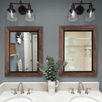 YOSHOOT Rustic Wooden Framed Wall Mirror, Natural Wood and Iron Bathroom Vanity - Image 4