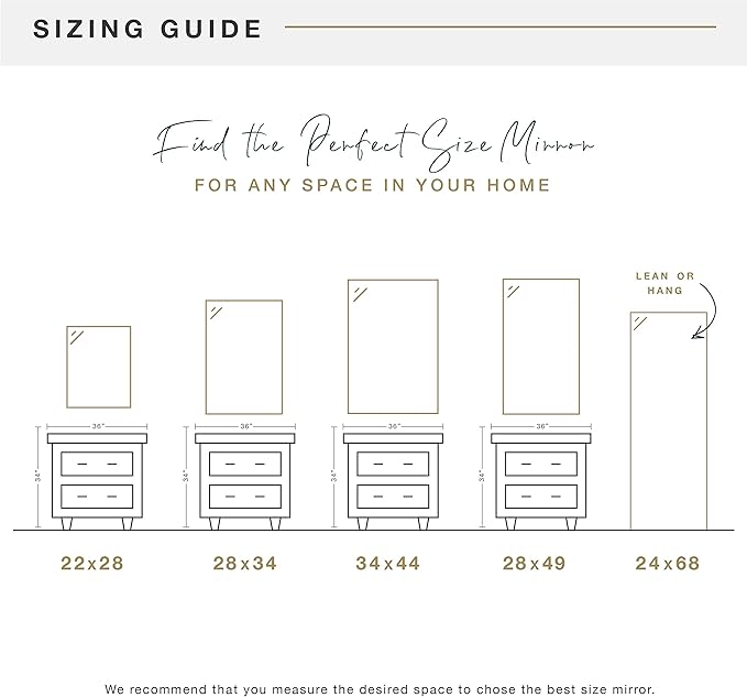 MCS Ezra 34.66x44.66 Large Wall Mirror, Vertical & Horizontal Wall Hanging - Image 6