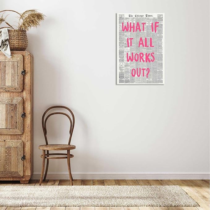 What If It All Works Out Poster Retro Newspaper Pink Font Canvas Wall Art - Image 5