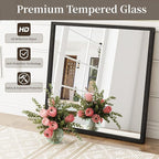 Syndra Square Black Wood Frame Bathroom Mirror, Waterproof Slim Deep Frame - Image 7