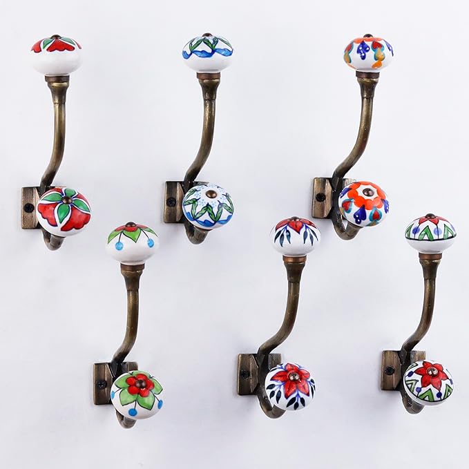 Indian Shelf Pack of 12 Heavy Duty Double Prong Multicolor Decorative Coat - Image 9