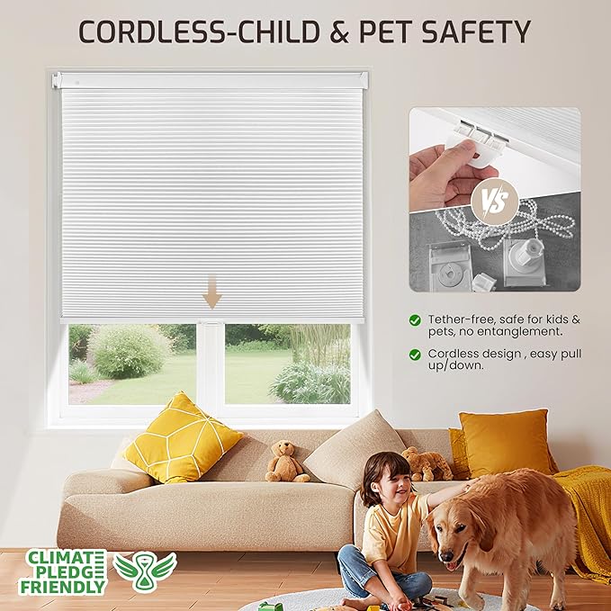 Grandekor No Drill No Tools Cordless Cellular Shades, 45.5" W x 64" H, UV - Image 4