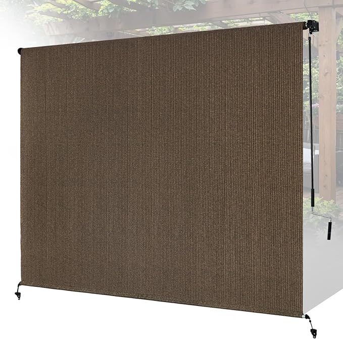 9'W x 8'H Mocha Outdoor Roller Shade by Unknown