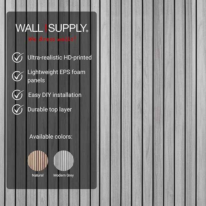 Wall!Supply Ultralight Linari Modern Grey EPS Foam Faux Wood 3D Wall Panels - Image 4