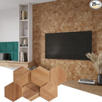 Wall!Supply 3D Wall Panels – Reclaimed Hexagon Asian Teak Wood in Natural – by WallSupply